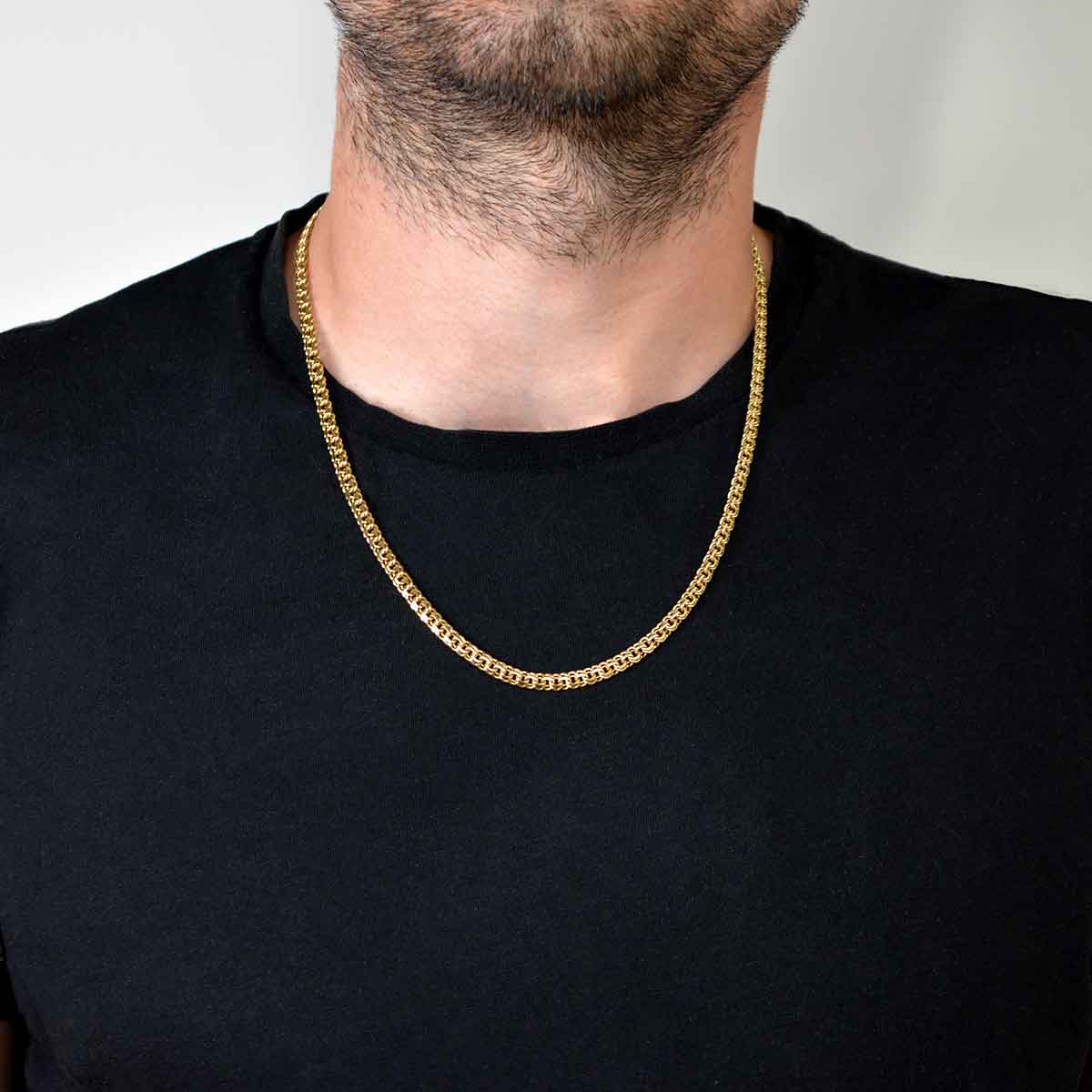 męski złoty łańcuch na szyi, łańcuch męski 55 cm, gruby łańcuszek na szyi mężczyzny, gold chain,